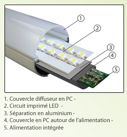 composition d'un tube LED
