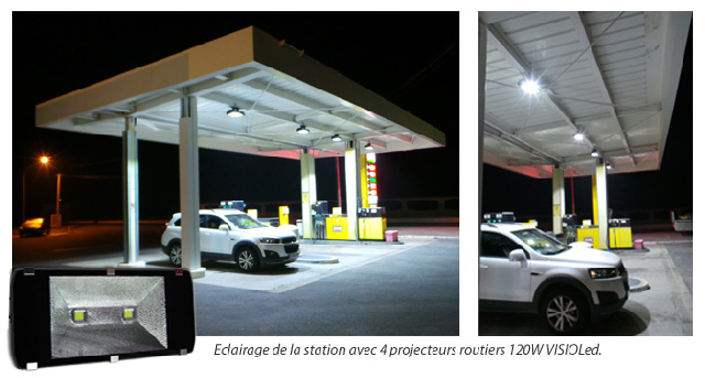 station service éclairée en LED