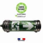 Bloc de secours tubulaire avec caméra intégrée pour surveillance et sécurité.